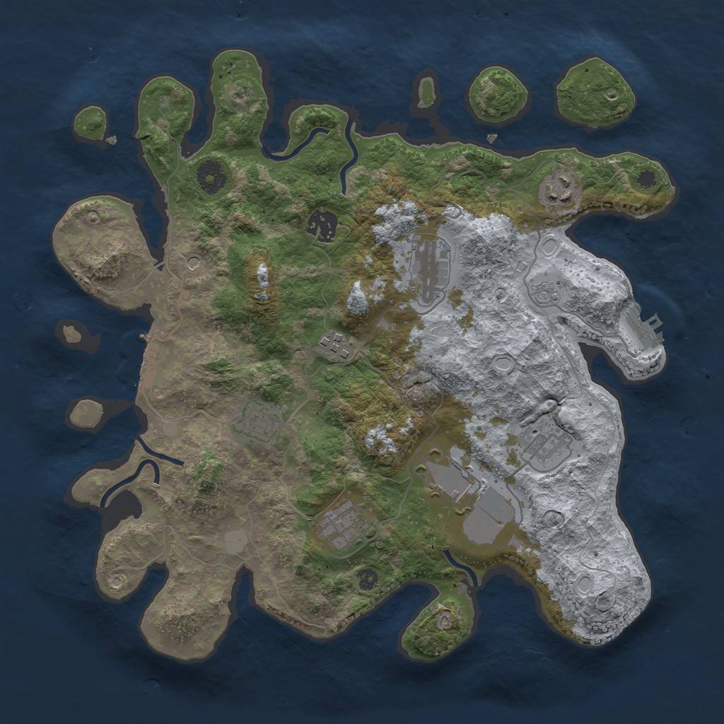 Rust Map: Procedural Map, Size: 3500, Seed: 5345230, 17 Monuments