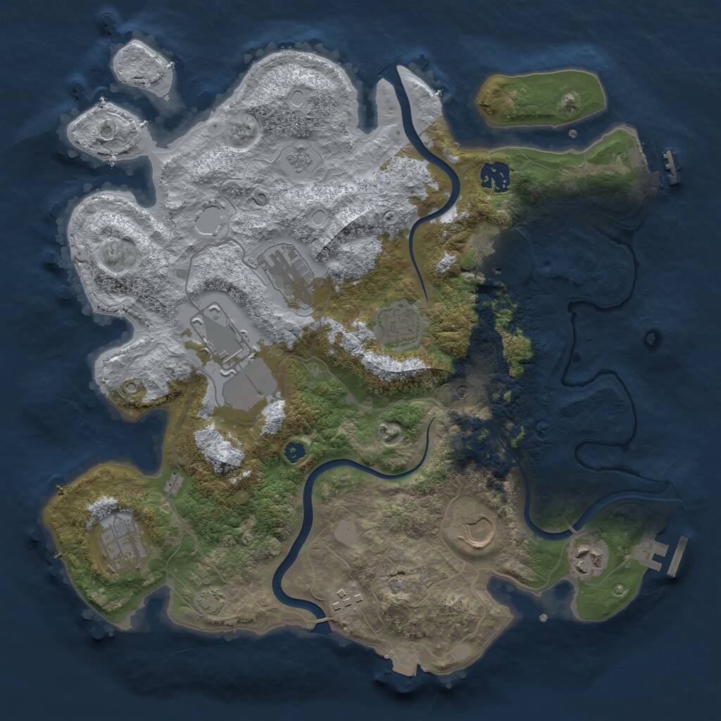 Rust Map: Procedural Map, Size: 3500, Seed: 74809089, 15 Monuments