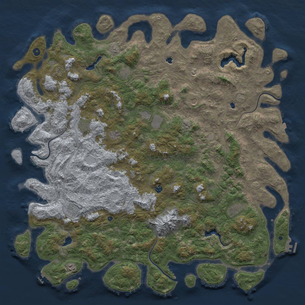 Rust Map: Procedural Map, Size: 6000, Seed: 61829421, 17 Monuments