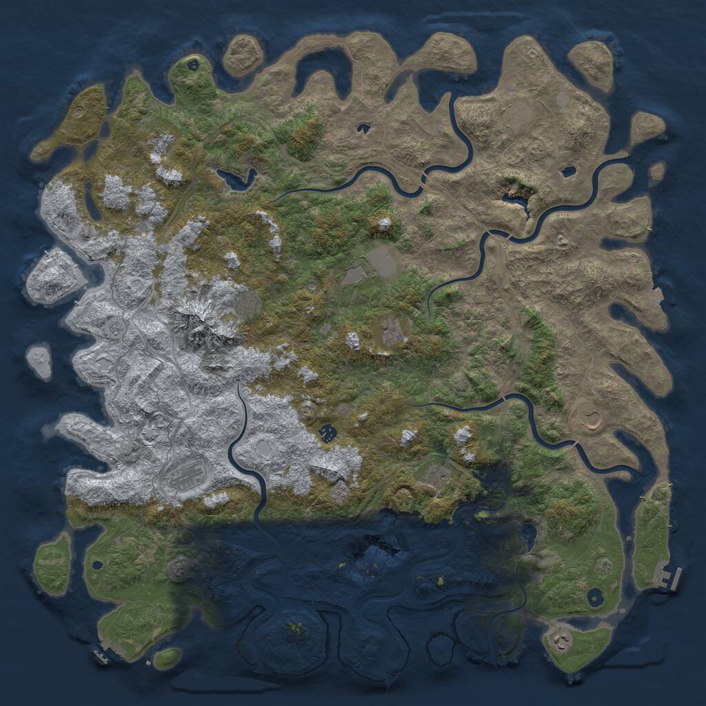 Rust Map: Procedural Map, Size: 6000, Seed: 61829421, 17 Monuments