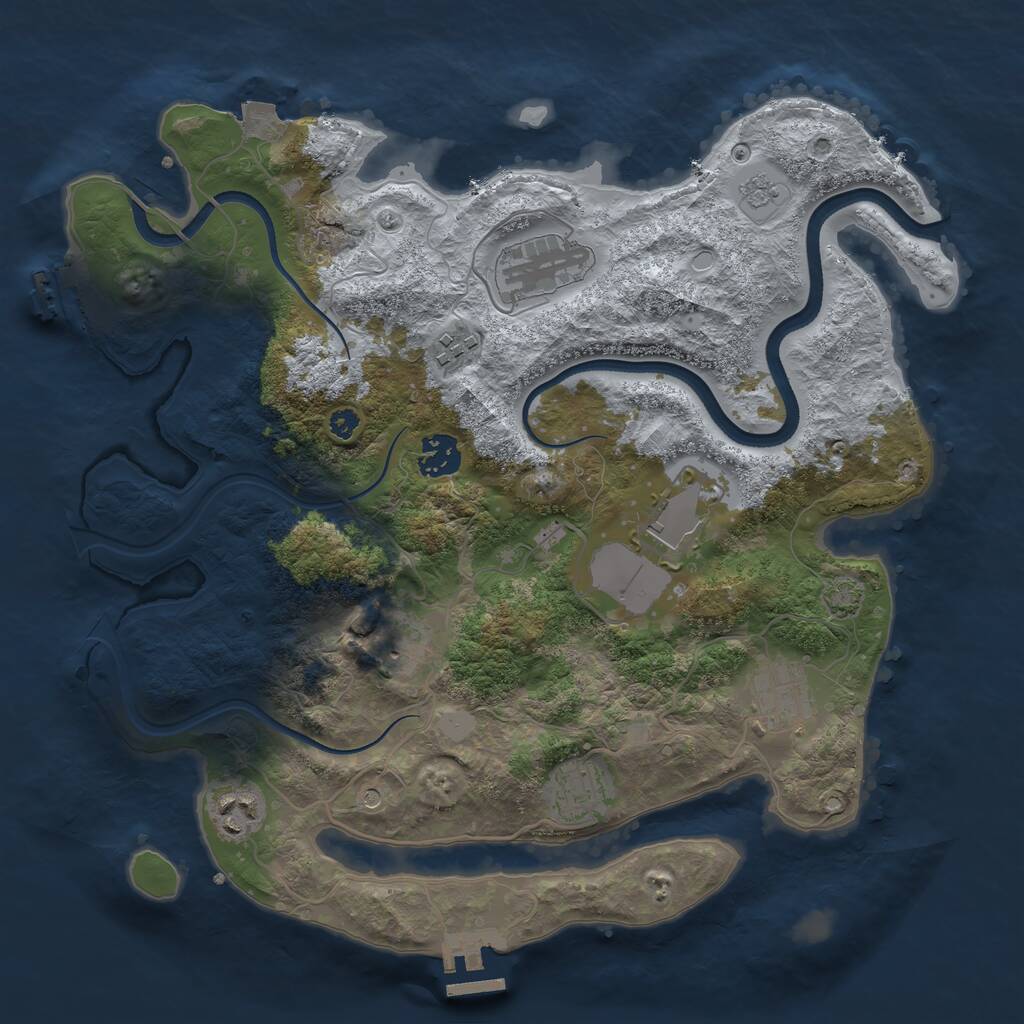 Rust Map: Procedural Map, Size: 3500, Seed: 27433902, 14 Monuments