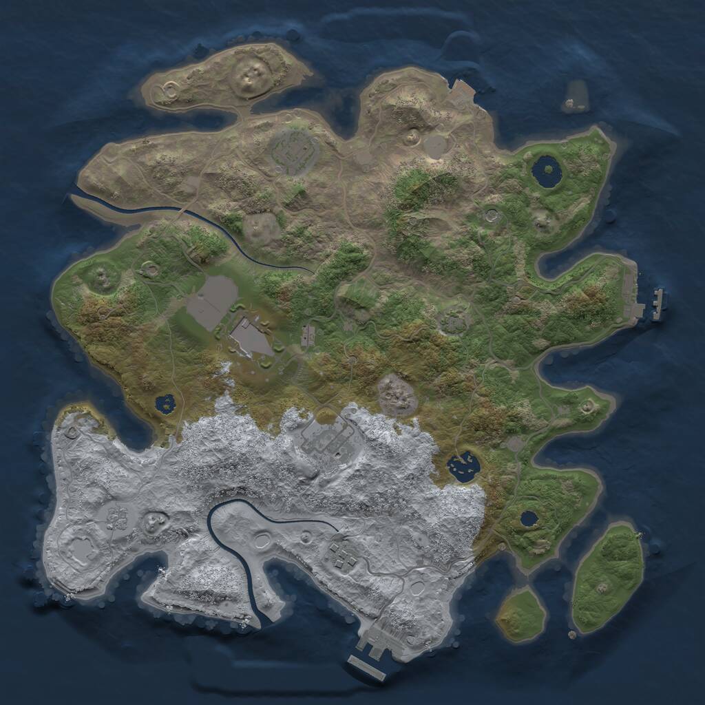 Rust Map: Procedural Map, Size: 3500, Seed: 2031552, 11 Monuments