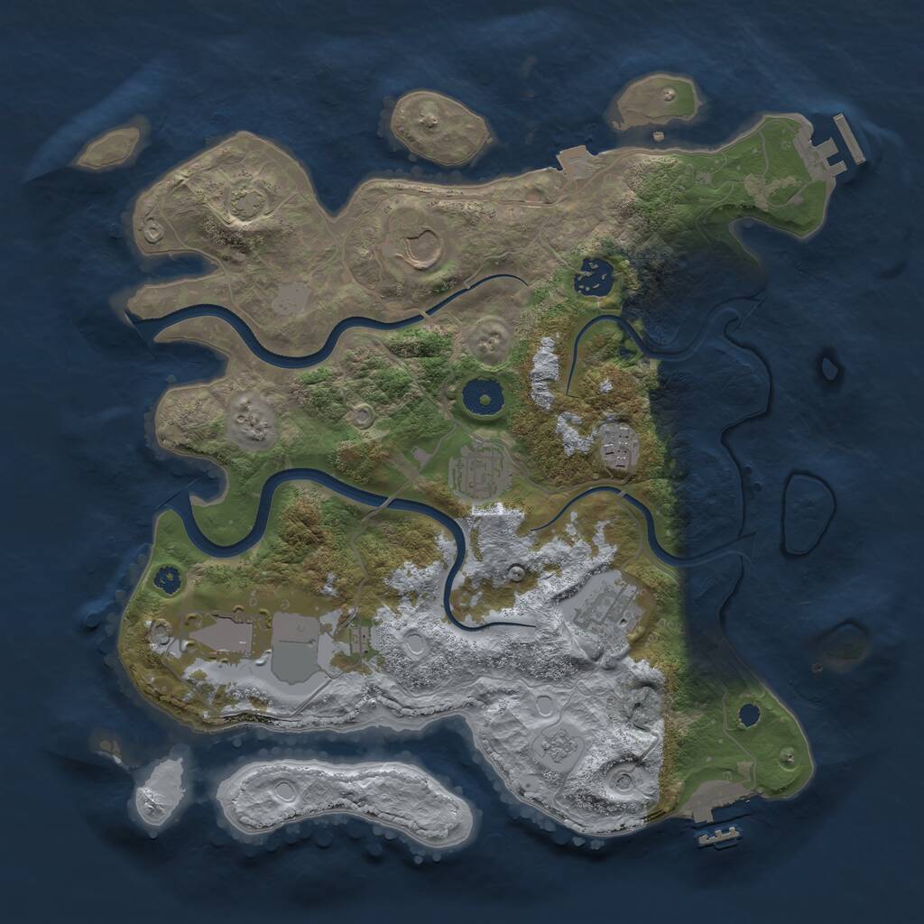 Rust Map: Procedural Map, Size: 3500, Seed: 59570772, 12 Monuments