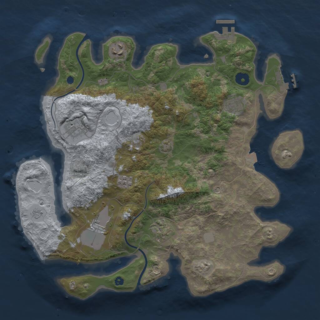 Rust Map: Procedural Map, Size: 3500, Seed: 38311763, 12 Monuments