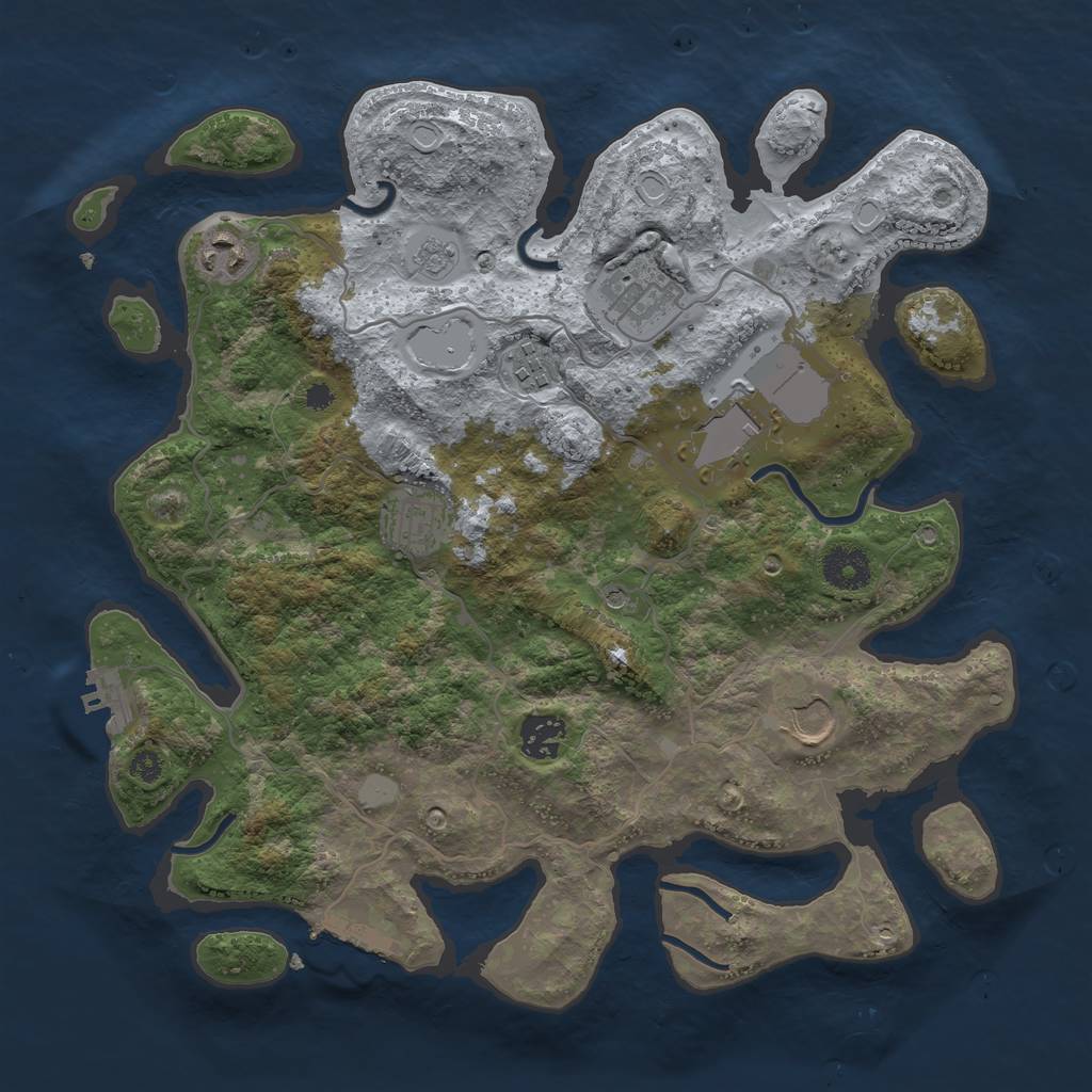 Rust Map: Procedural Map, Size: 3500, Seed: 46690185, 16 Monuments