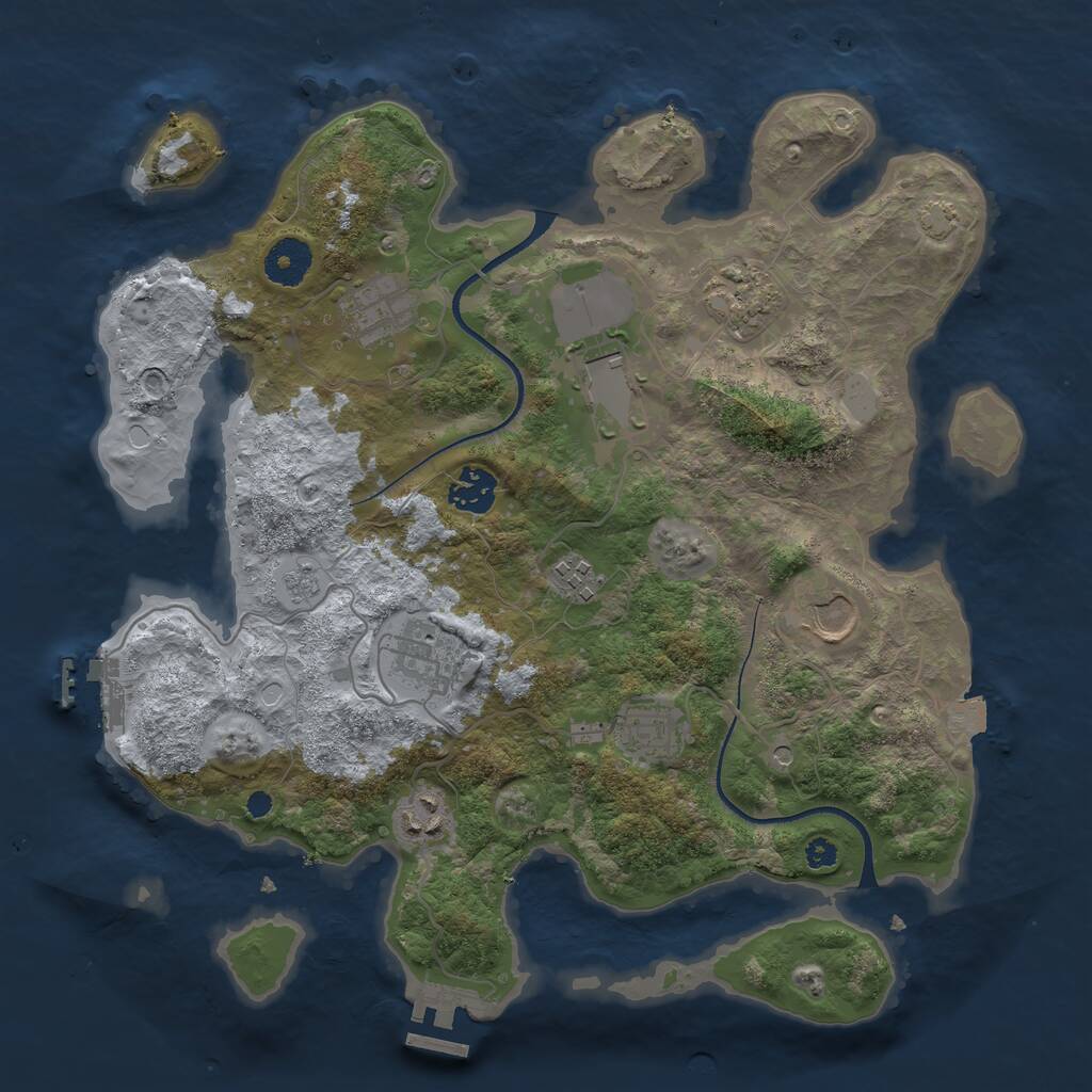 Rust Map: Procedural Map, Size: 3500, Seed: 76029060, 15 Monuments