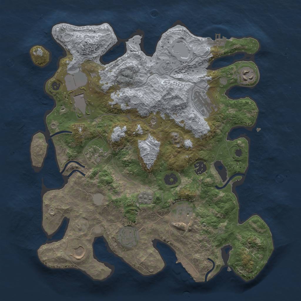 Rust Map: Procedural Map, Size: 3500, Seed: 69405143, 18 Monuments