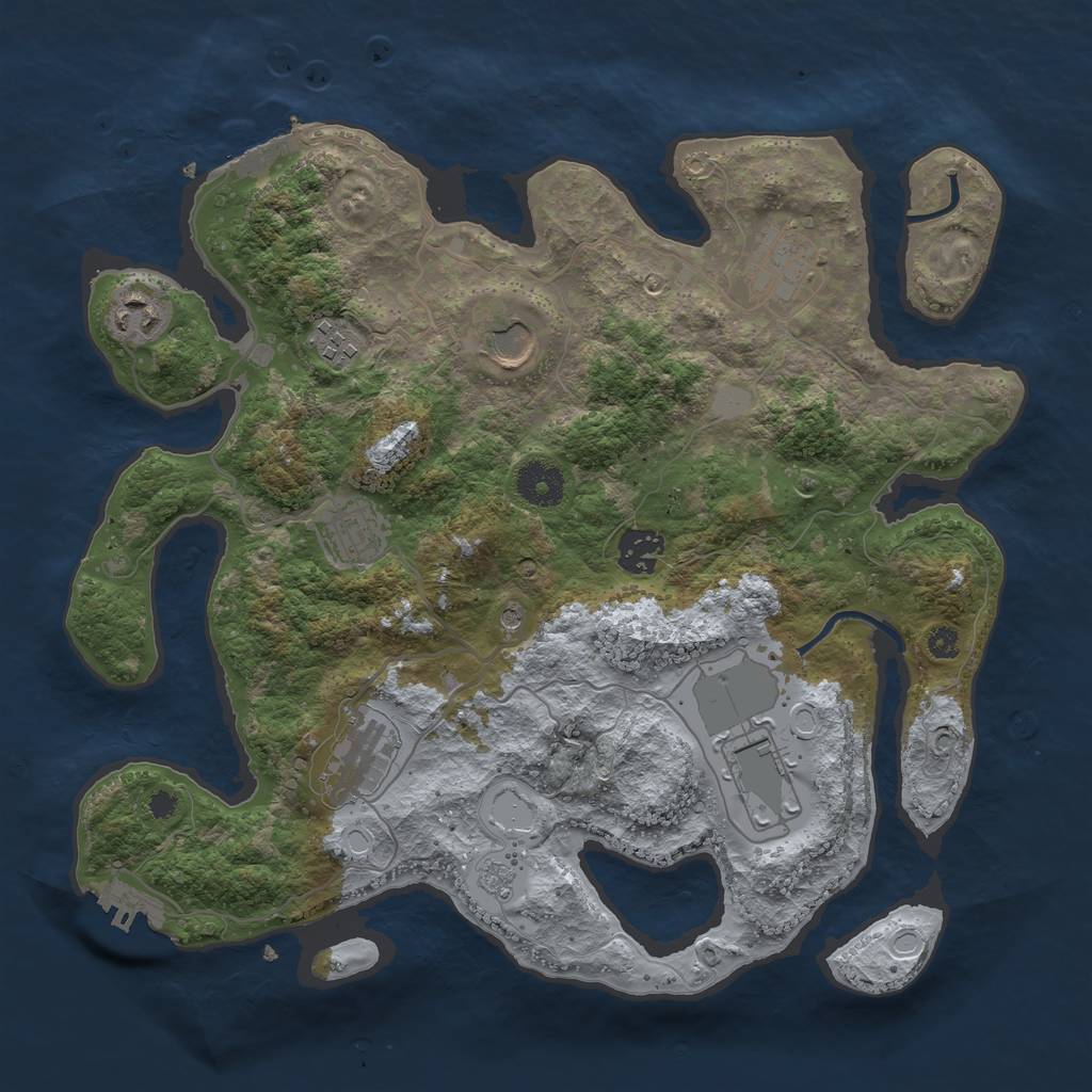 Rust Map: Procedural Map, Size: 3500, Seed: 33945325, 15 Monuments