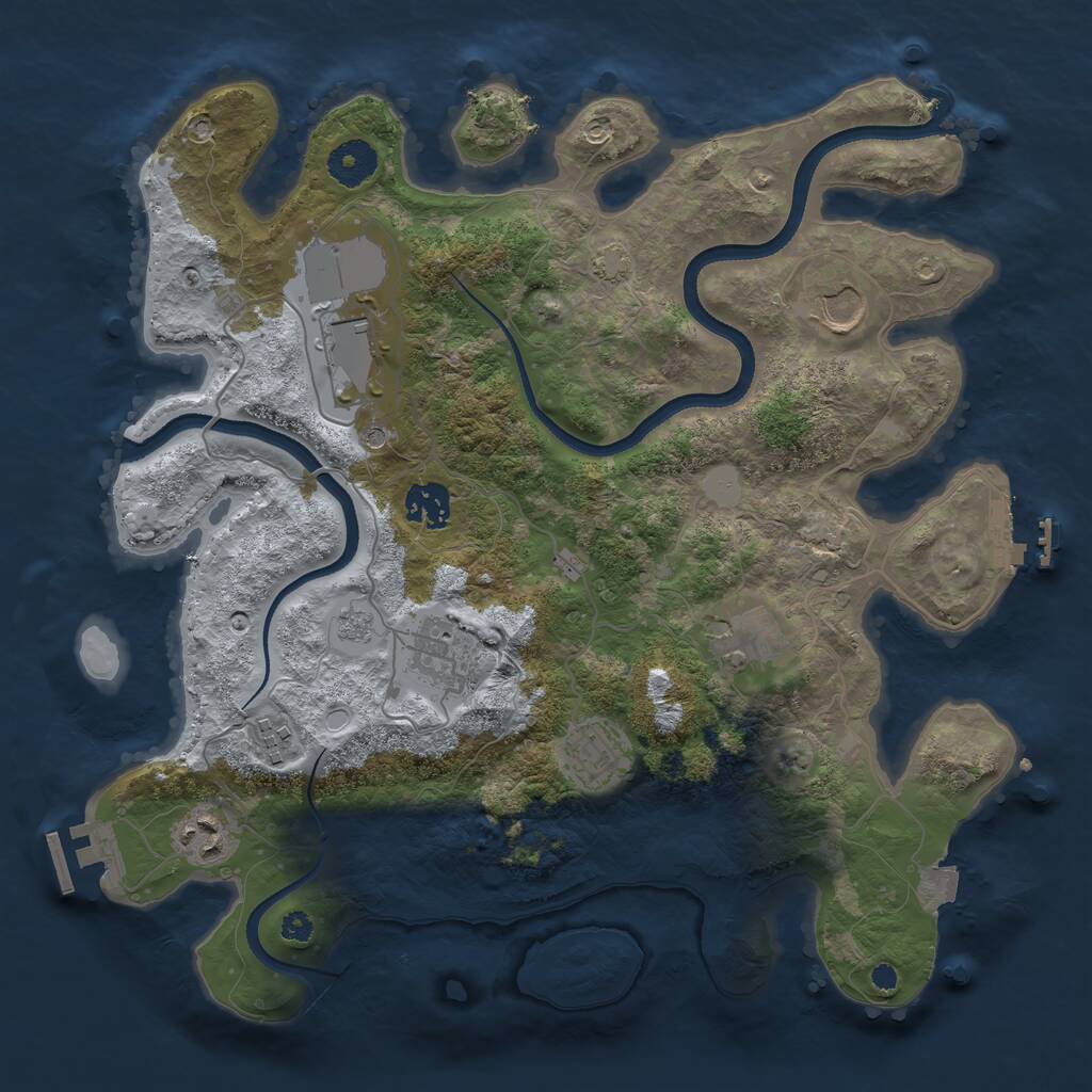 Rust Map: Procedural Map, Size: 3500, Seed: 24591198, 14 Monuments