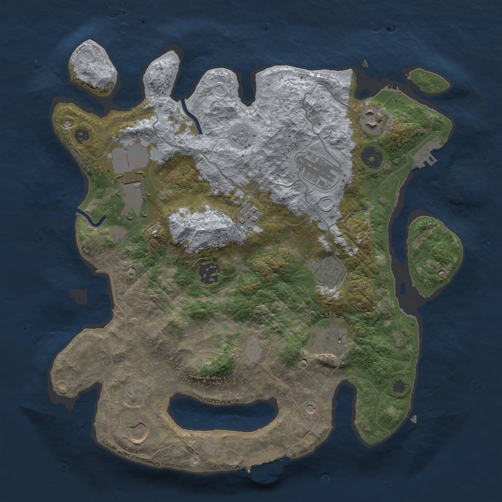 Rust Map: Procedural Map, Size: 3500, Seed: 29572593, 17 Monuments