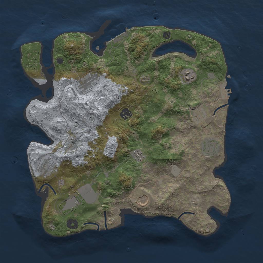Rust Map: Procedural Map, Size: 3500, Seed: 14656152, 18 Monuments