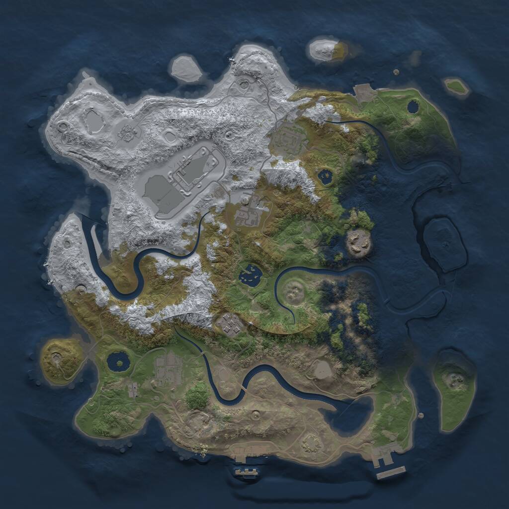 Rust Map: Procedural Map, Size: 3500, Seed: 6147570, 13 Monuments