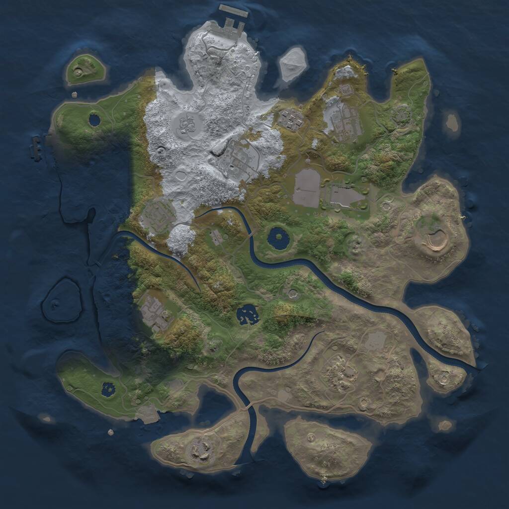 Rust Map: Procedural Map, Size: 3500, Seed: 59464174, 16 Monuments