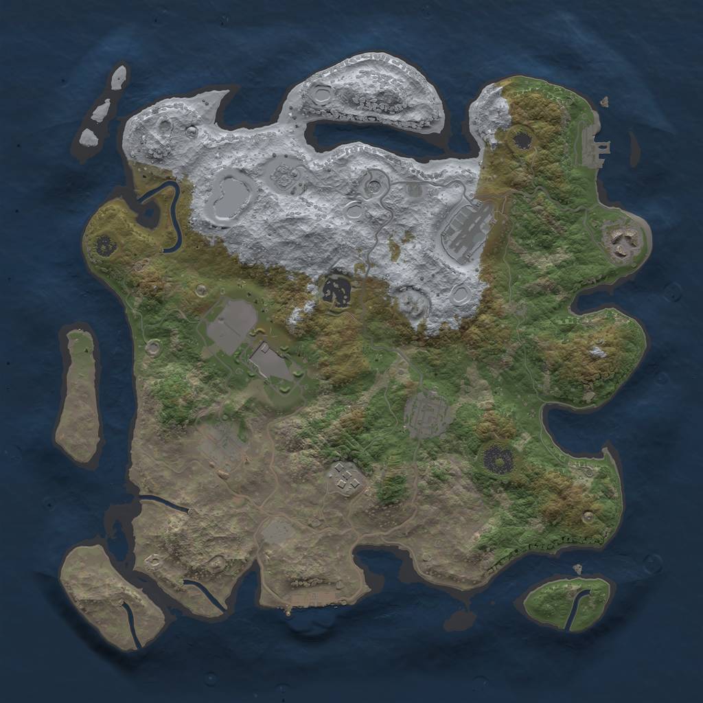 Rust Map: Procedural Map, Size: 3500, Seed: 42274479, 16 Monuments