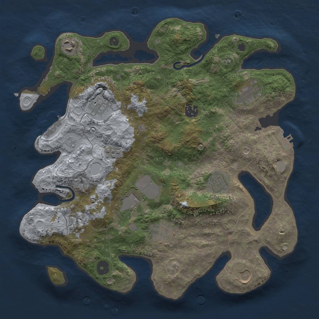 Rust Map: Procedural Map, Size: 3500, Seed: 8105517, 19 Monuments