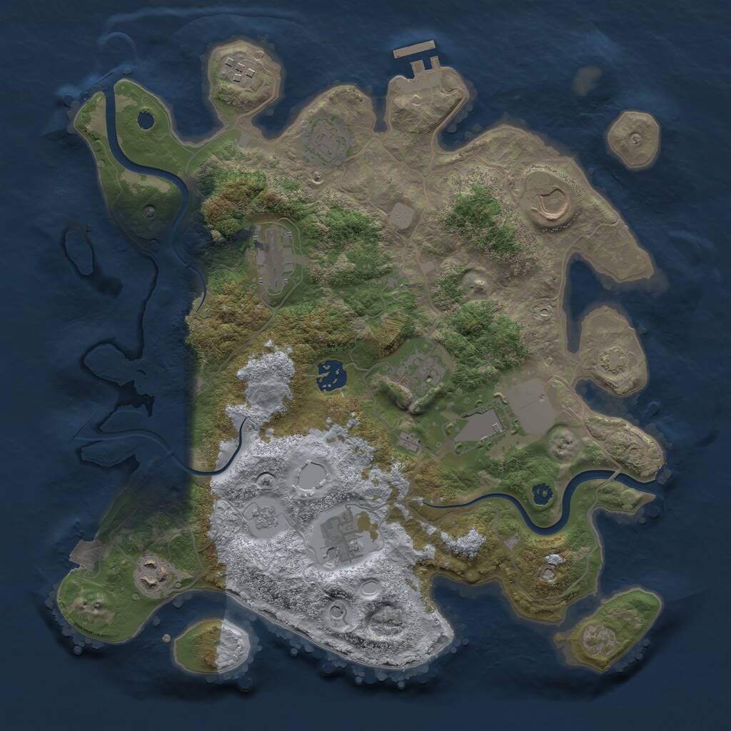 Rust Map: Procedural Map, Size: 3500, Seed: 45985697, 14 Monuments