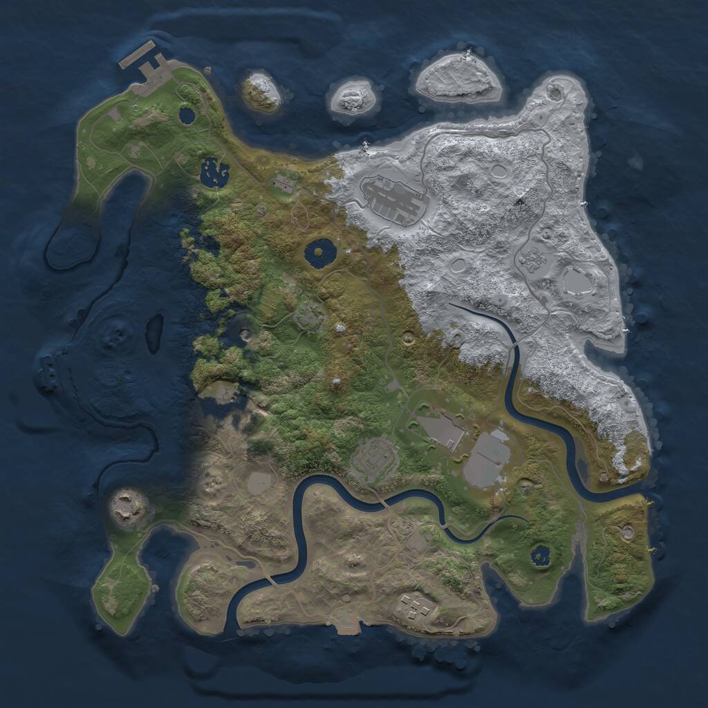Rust Map: Procedural Map, Size: 3500, Seed: 78016740, 13 Monuments