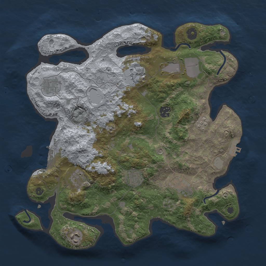 Rust Map: Procedural Map, Size: 3500, Seed: 95885835, 18 Monuments