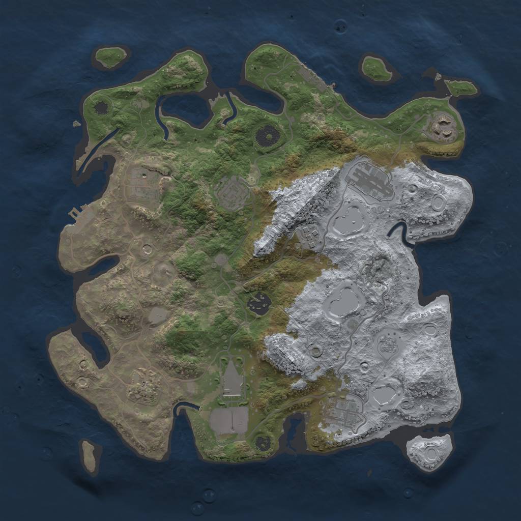 Rust Map: Procedural Map, Size: 3500, Seed: 18581225, 18 Monuments