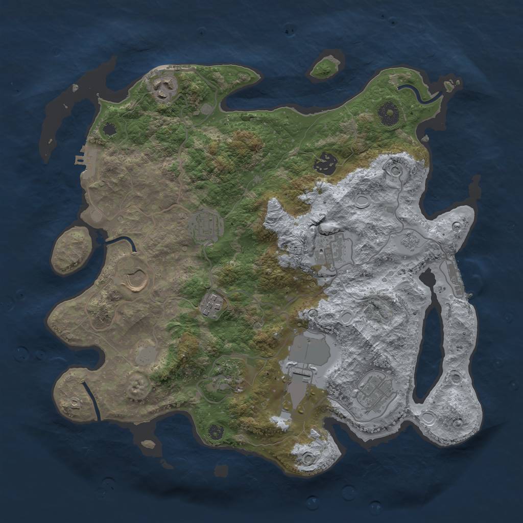 Rust Map: Procedural Map, Size: 3500, Seed: 13111093, 18 Monuments