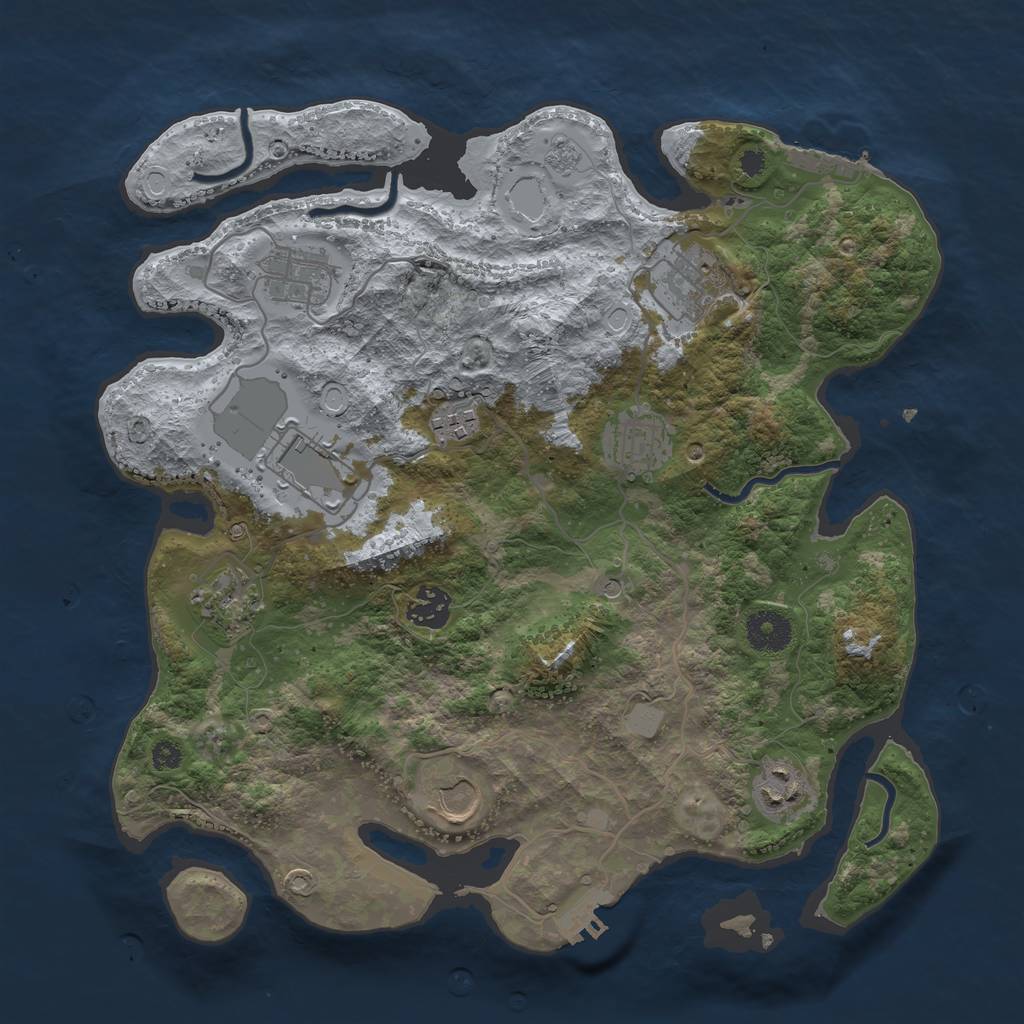 Rust Map: Procedural Map, Size: 3500, Seed: 93632506, 18 Monuments