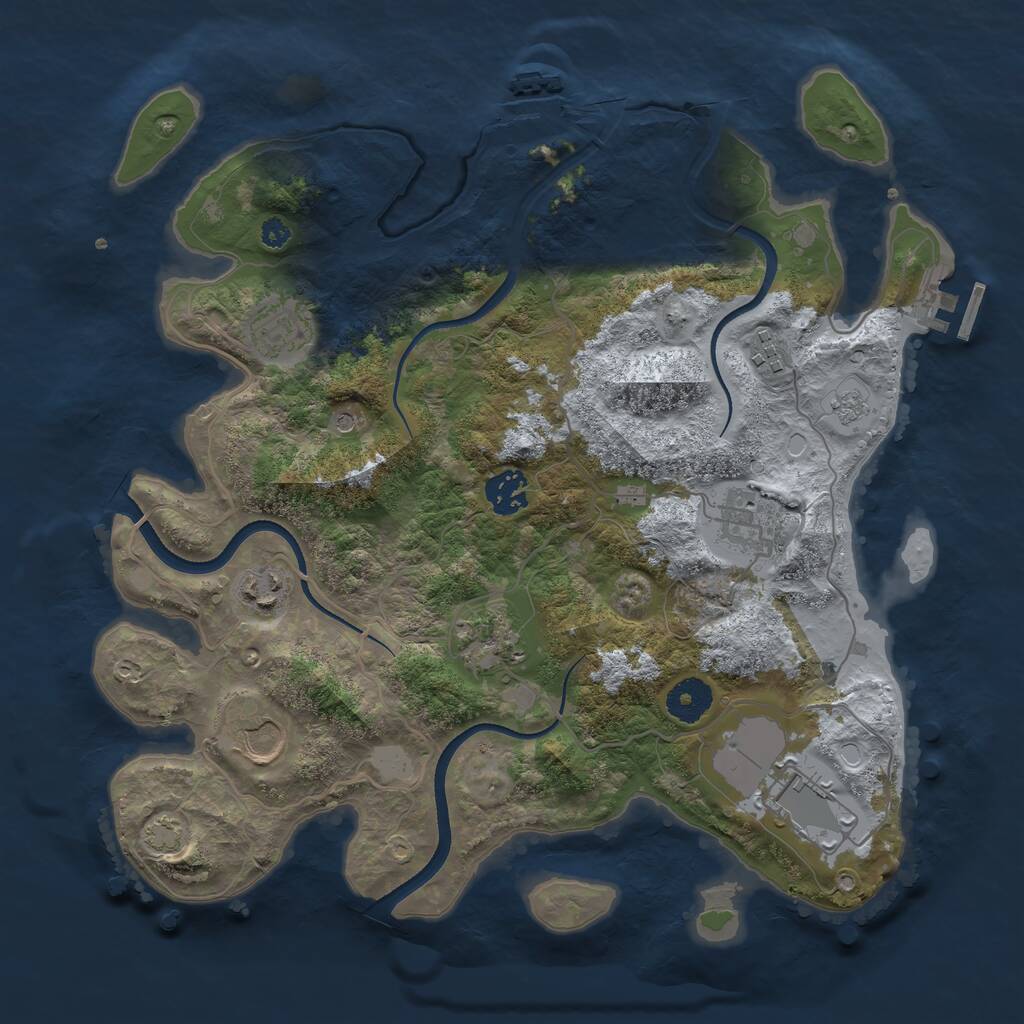 Rust Map: Procedural Map, Size: 3500, Seed: 30065889, 14 Monuments