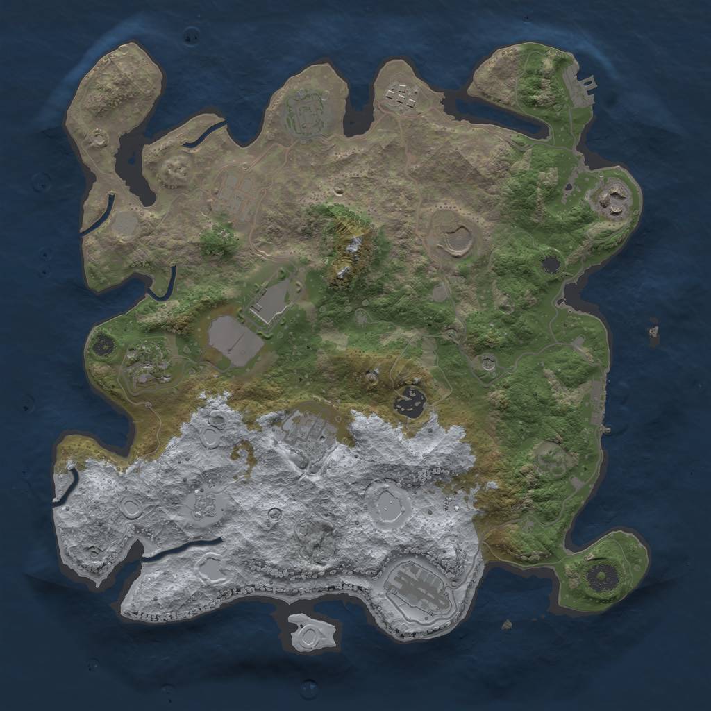 Rust Map: Procedural Map, Size: 3500, Seed: 92214109, 17 Monuments
