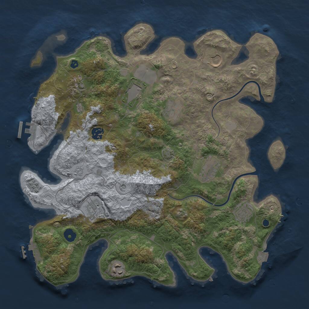Rust Map: Procedural Map, Size: 3750, Seed: 1036810792, 16 Monuments