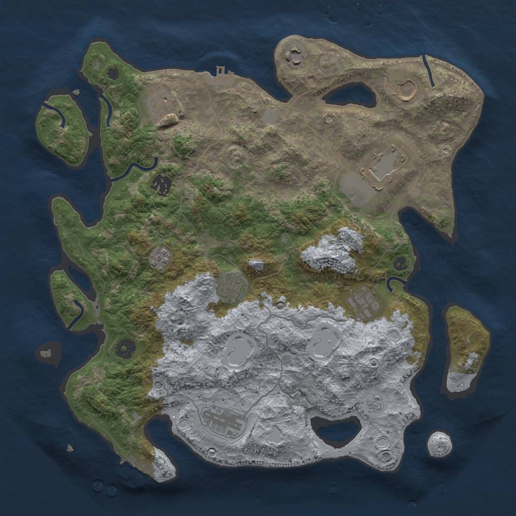 Rust Map: Procedural Map, Size: 3800, Seed: 54353543, 16 Monuments