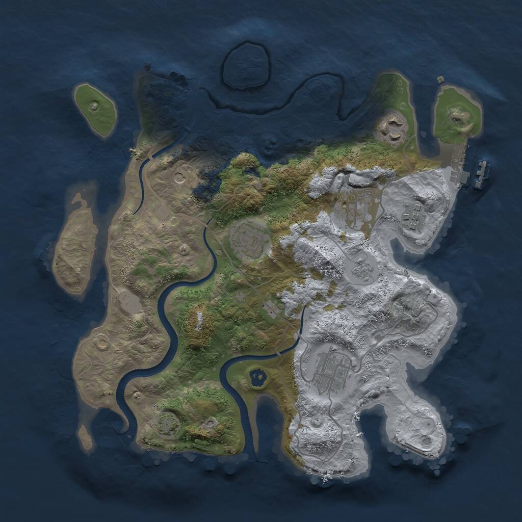 Rust Map: Procedural Map, Size: 3000, Seed: 59684, 10 Monuments