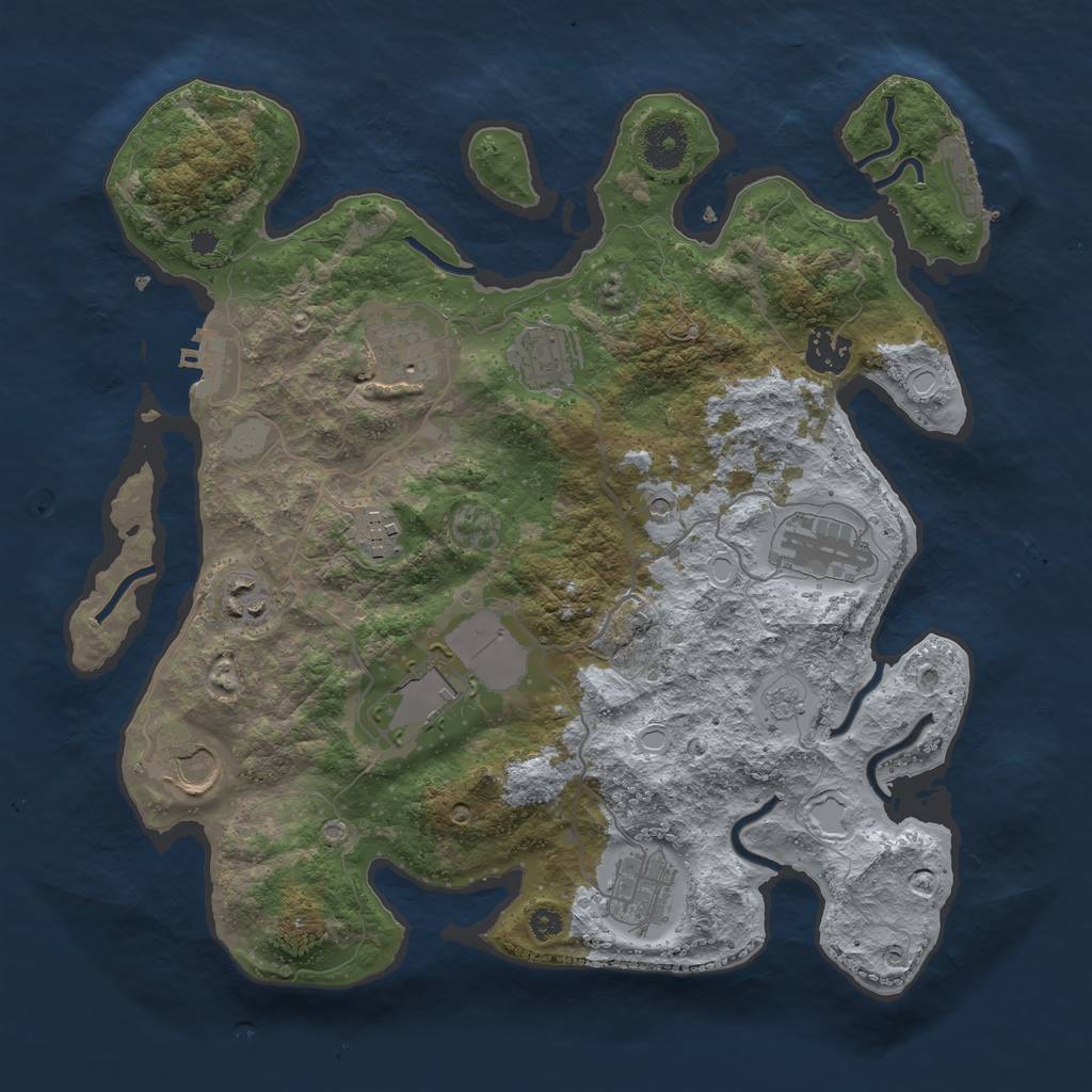 Rust Map: Procedural Map, Size: 3500, Seed: 86754341, 16 Monuments