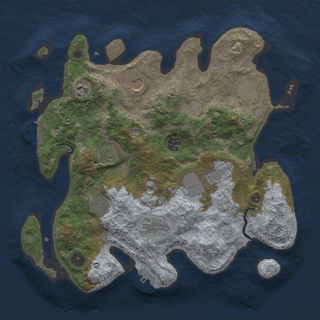 Rust Map: Procedural Map, Size: 3500, Seed: 65740859, 15 Monuments