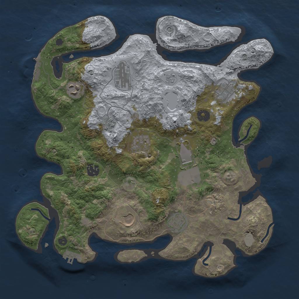 Rust Map: Procedural Map, Size: 3500, Seed: 93377628, 19 Monuments