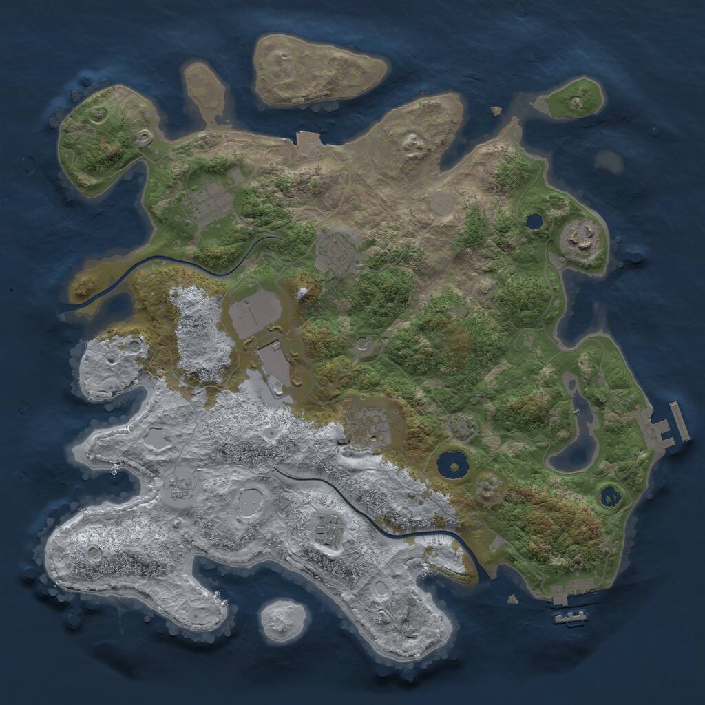 Rust Map: Procedural Map, Size: 3500, Seed: 9757724, 12 Monuments