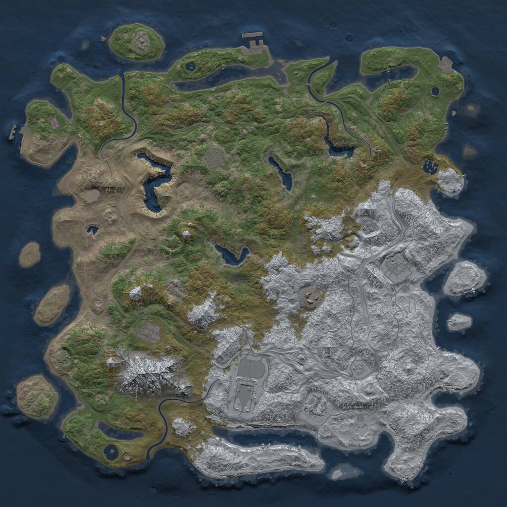 Rust Map: Procedural Map, Size: 5000, Seed: 822849031, 14 Monuments