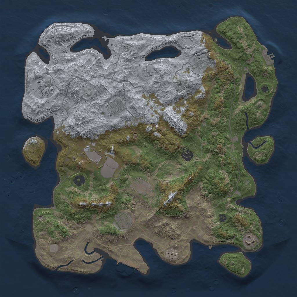 Rust Map: Procedural Map, Size: 4000, Seed: 69778, 18 Monuments
