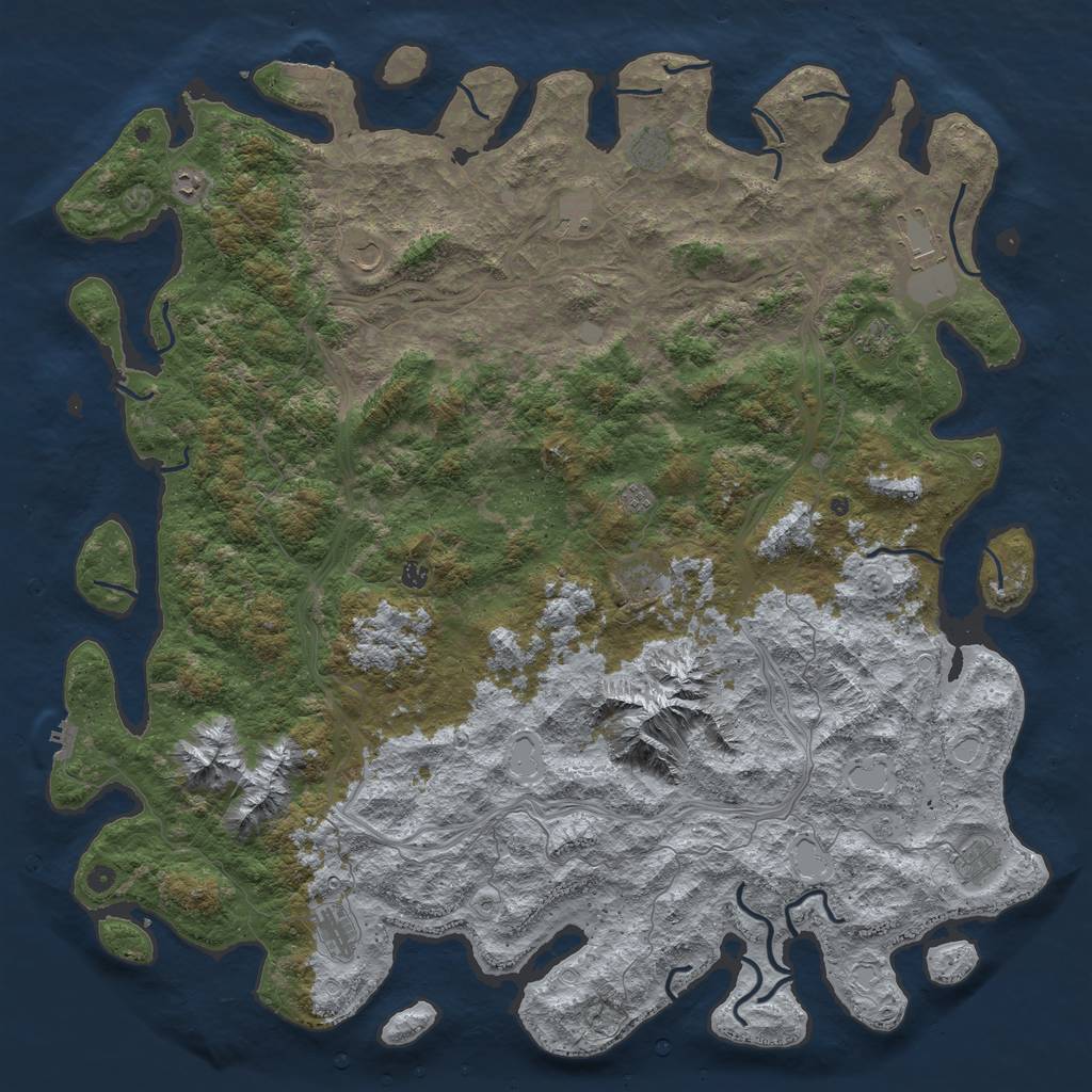 Rust Map: Procedural Map, Size: 6000, Seed: 80395946, 20 Monuments
