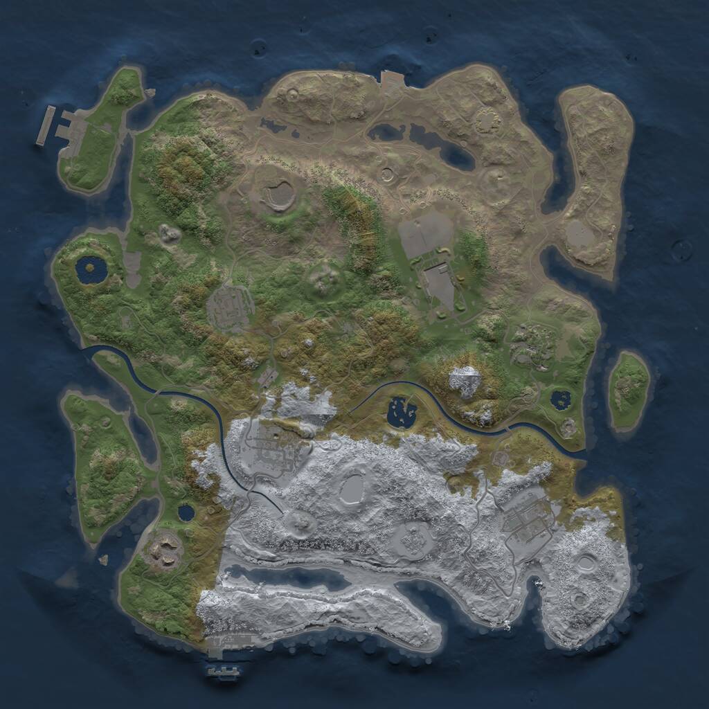 Rust Map: Procedural Map, Size: 3500, Seed: 45698900, 14 Monuments