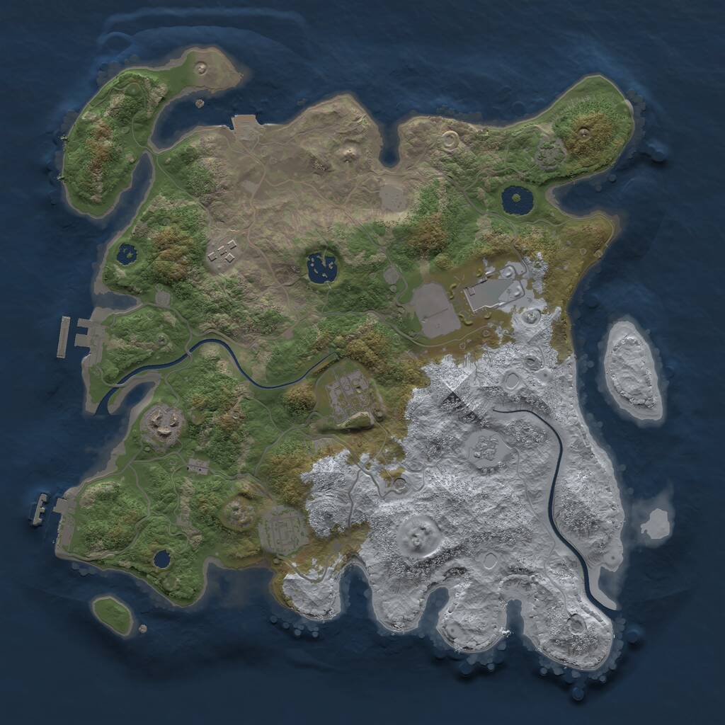 Rust Map: Procedural Map, Size: 3500, Seed: 10844280, 12 Monuments