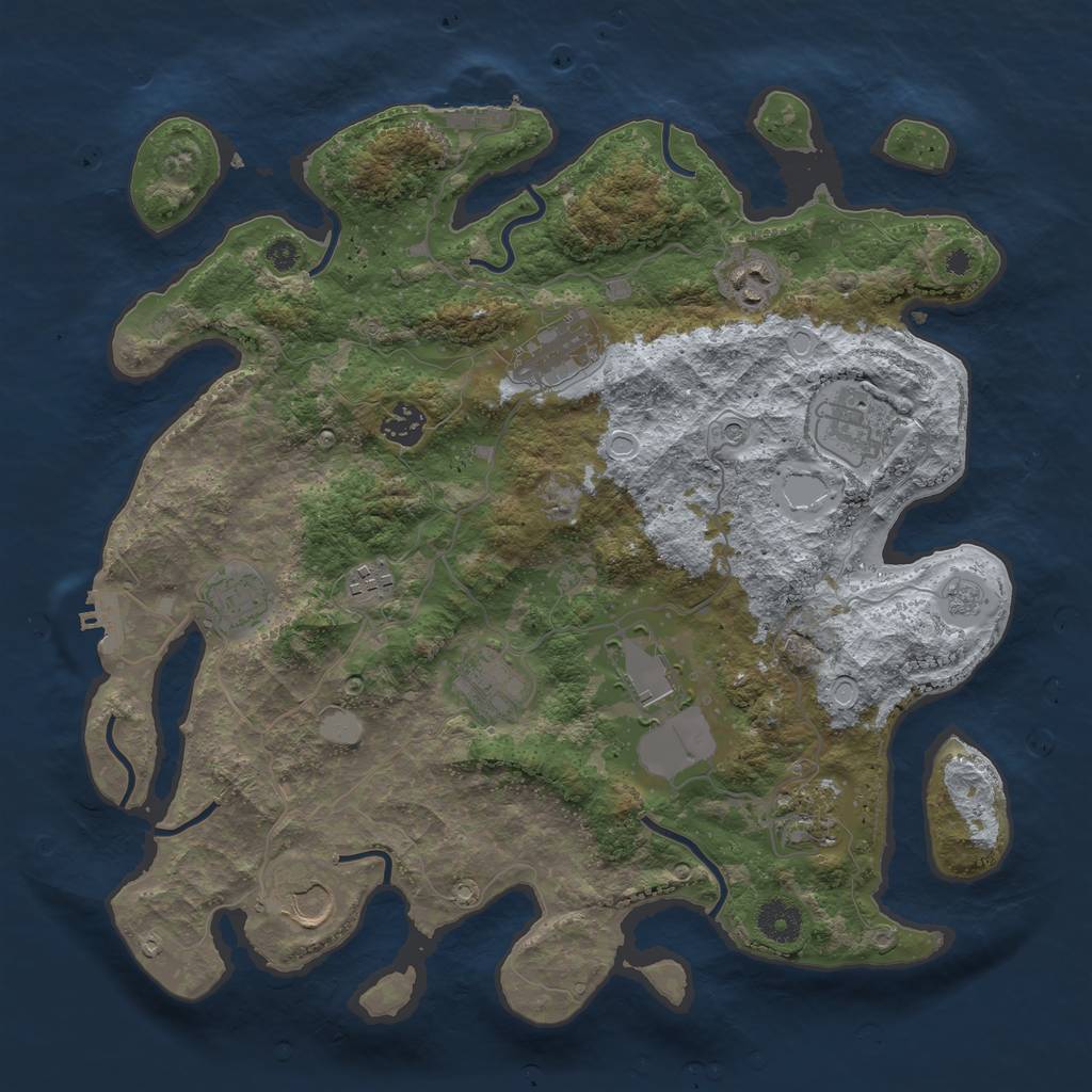 Rust Map: Procedural Map, Size: 3750, Seed: 1337940372, 19 Monuments