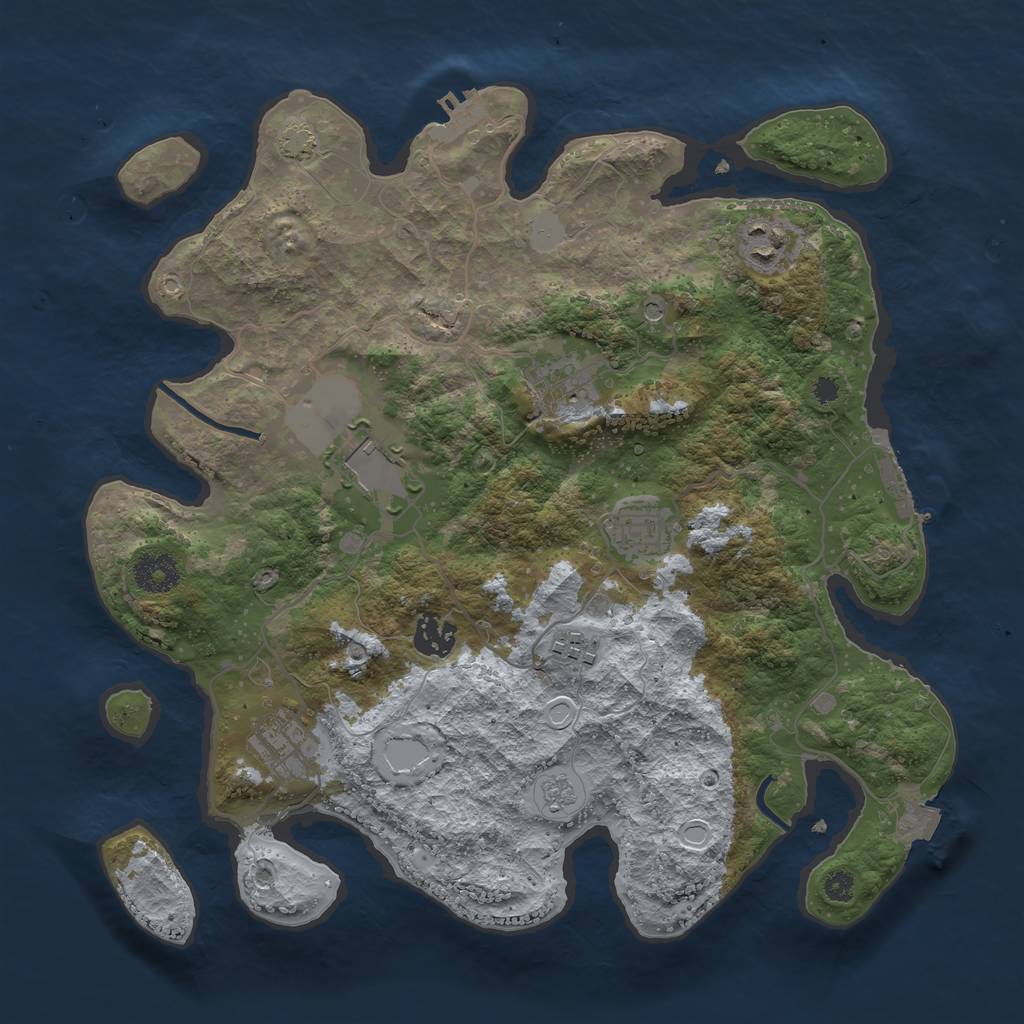 Rust Map: Procedural Map, Size: 3500, Seed: 75266934, 15 Monuments