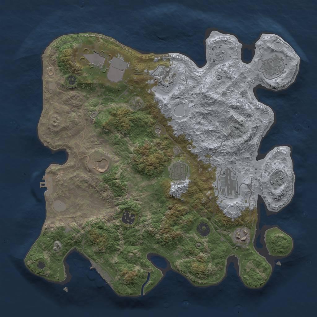 Rust Map: Procedural Map, Size: 3500, Seed: 73073737, 18 Monuments