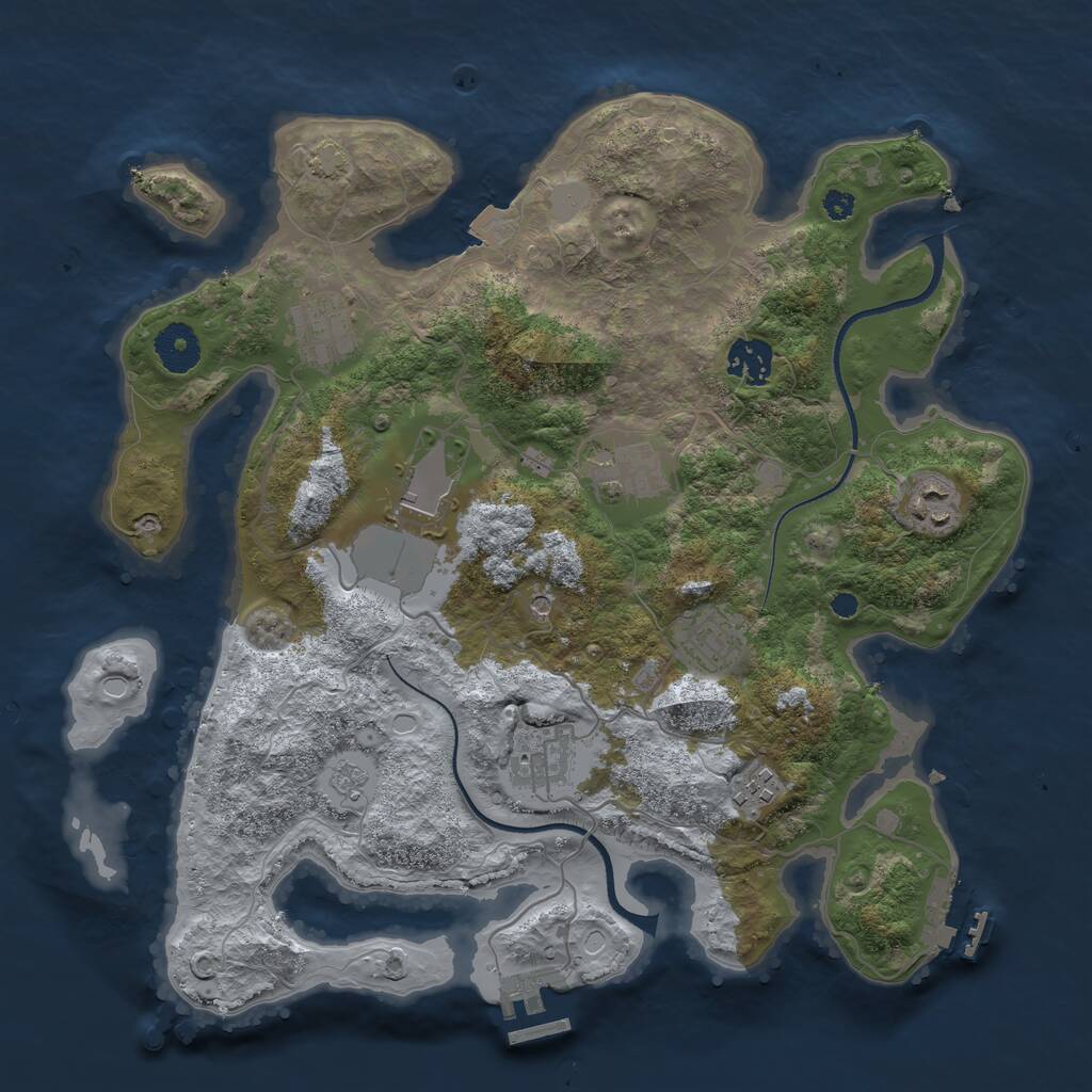 Rust Map: Procedural Map, Size: 3500, Seed: 17533019, 14 Monuments