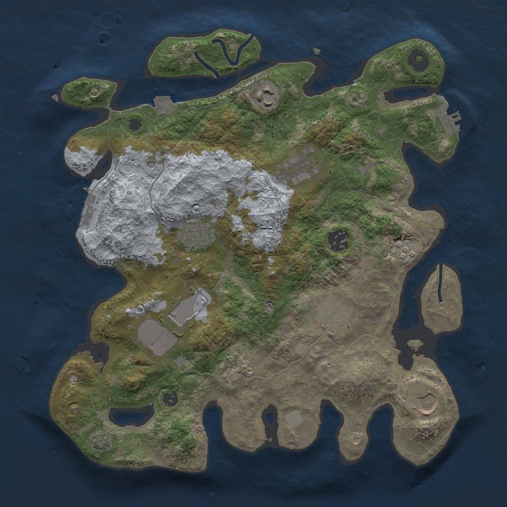 Rust Map: Procedural Map, Size: 3500, Seed: 29268022, 16 Monuments