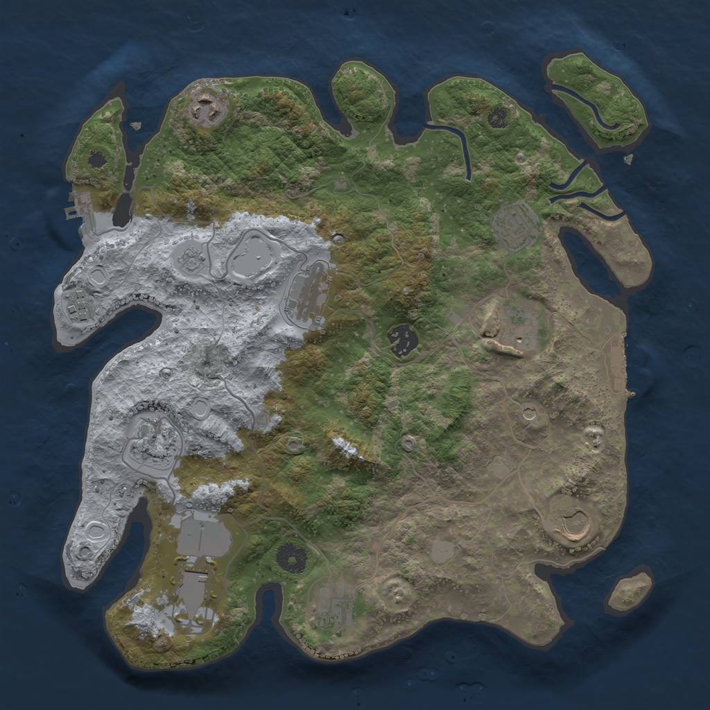 Rust Map: Procedural Map, Size: 3500, Seed: 24183370, 17 Monuments