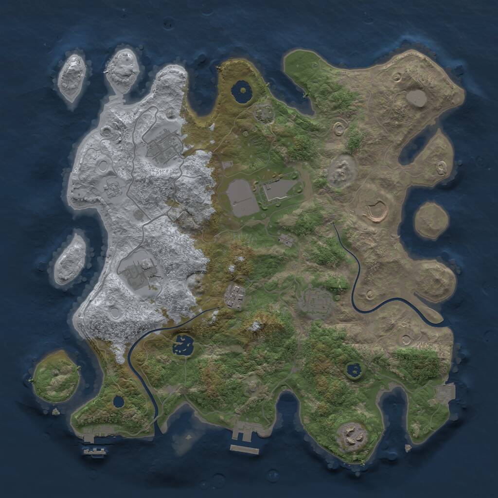 Rust Map: Procedural Map, Size: 3500, Seed: 37912822, 14 Monuments