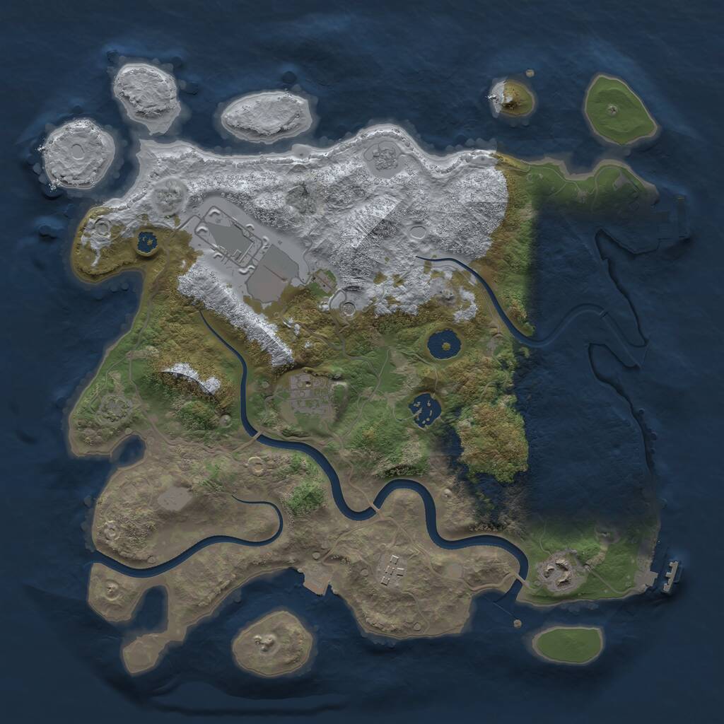 Rust Map: Procedural Map, Size: 3500, Seed: 36961120, 11 Monuments