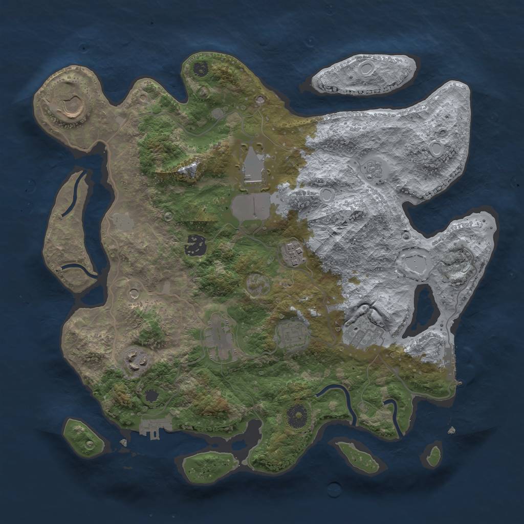 Rust Map: Procedural Map, Size: 3500, Seed: 75440903, 17 Monuments
