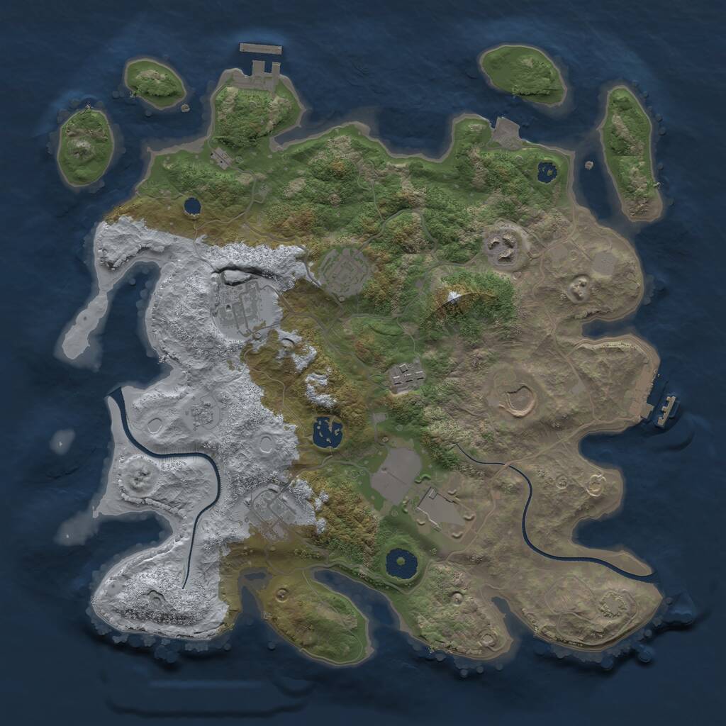 Rust Map: Procedural Map, Size: 3500, Seed: 20625863, 13 Monuments