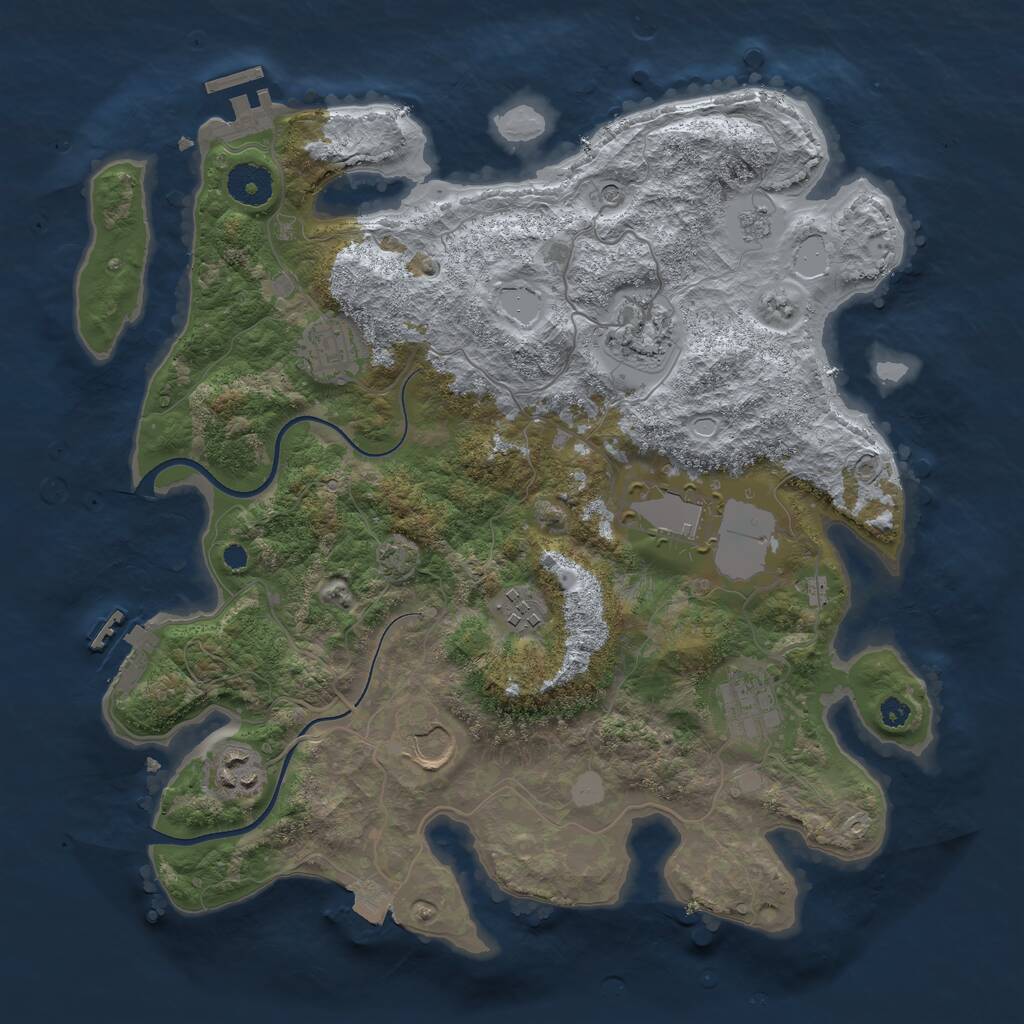 Rust Map: Procedural Map, Size: 3500, Seed: 27848284, 13 Monuments